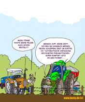Bauern, Traktoren, Cartoon